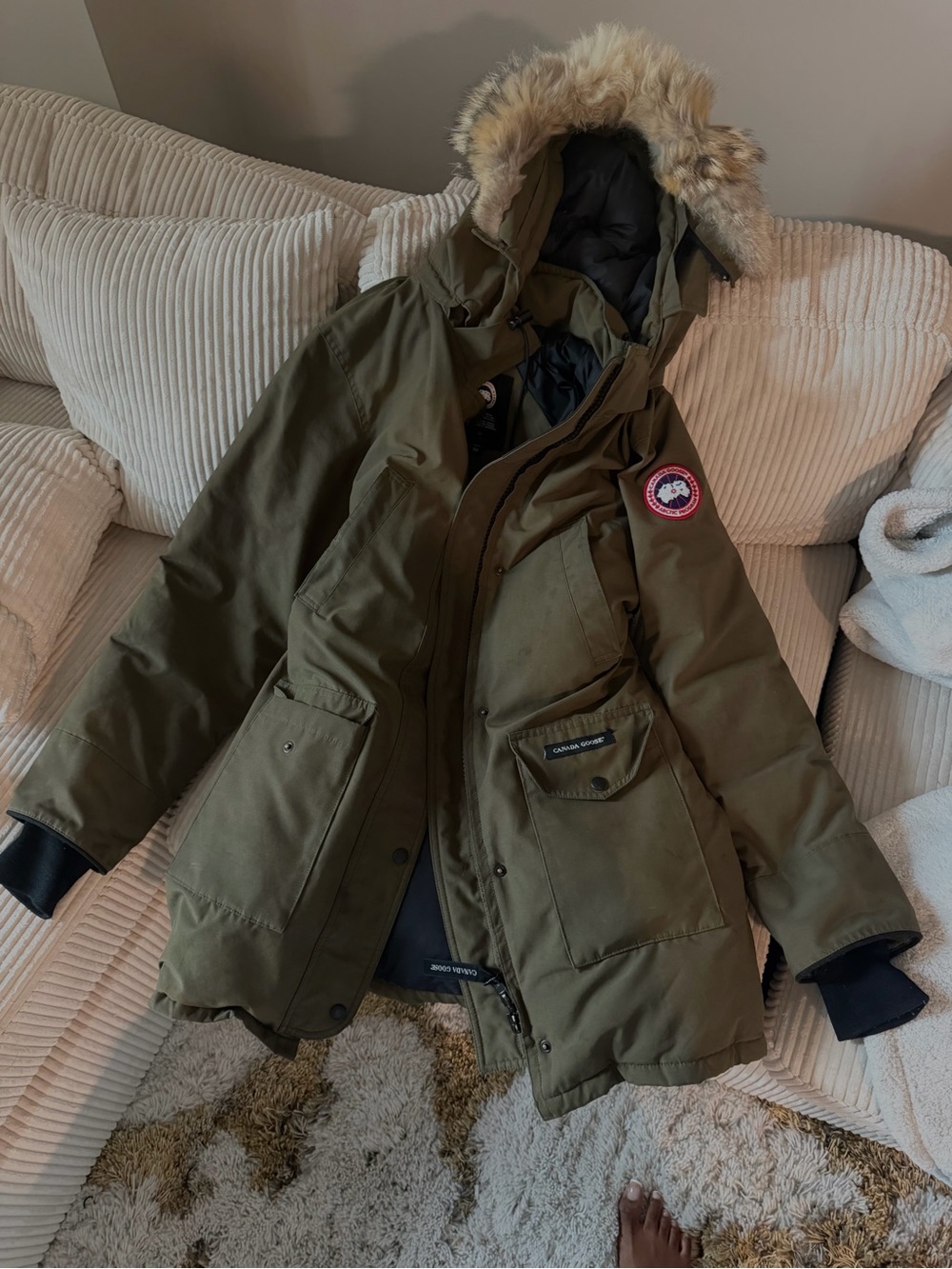 Canada Goose Olive Green Down Parka with Fur-Trim Hood 750 OR BEST OFFER